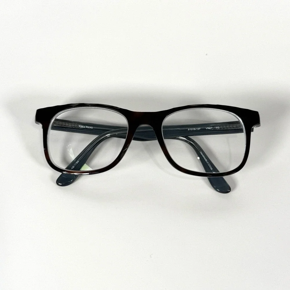 VERA WANG V347 TO Eyeglasses Frame Only 51-19-137 Black Texturized 59 Handmade